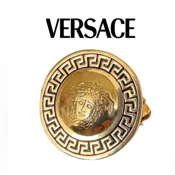 Versace Jewelry - Vintage Versace Gold Medusa Pin Brooch Iconic Logo Made in Italy